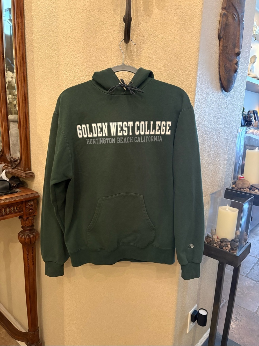 Vintage CHAMPION Eco Fleece Dark Green Pullover Hoodie Sweatshirt Size Medium